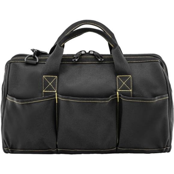 Works 16 Inch Wide Mouth Tool bag with 16 pockets Dual Zippered | Black - Picture 3 of 7